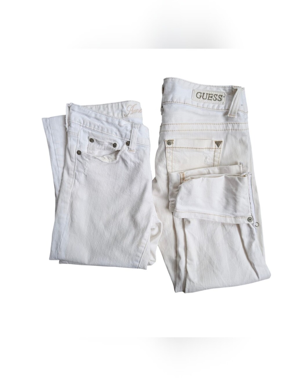 GUESS Capri + American Eagle Women’s White Denim Jeans - Classic Slim Fit